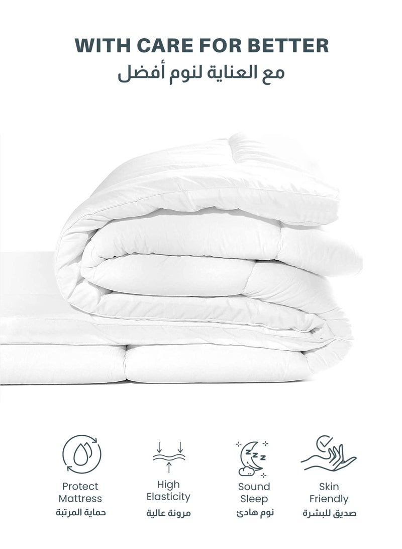 ريست REST Mattress Topper- Super Soft 150x200x8cm White 900GSM Fluffy Hotel Bed Mattress Lightweight Comfortable Breathable Thick Mattress Pad With Elastic Bands - Image 4